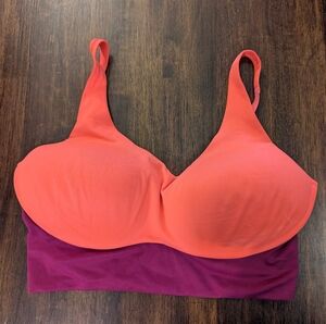 Victoria's Secret Vibrant Coral and Purple Sports Bra Women's Size 36DDD EUC